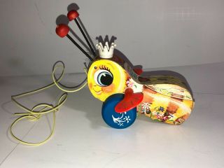 Vintage Fisher Price Queen Buzzy Bee Wooden Pull Toy,  Make Offer