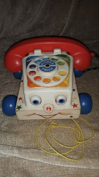 Vintage 1961 Fisher Price Chatter Telephone 747 Wood