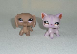 Littlest Pet Shop 932 Brown Dachshund & 933 Pink Shorthair Cat