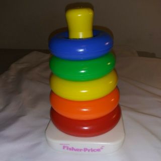 Vintage 1980s Fisher Price 627 Rock A Stack Stacking Ring Toy 6 Plastic Rings