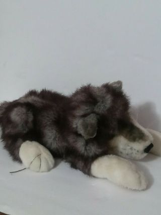 Folkmanis Folktails Timber Wolf Husky Dog Gray Hand Puppet Full Body Plush 17 "