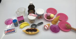 Vintage Tyco Kitchen Littles Quik Ice Cream Scoop Cone Set Barbie Doll Food