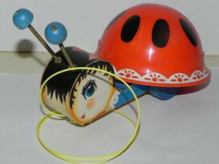 Vintage 1961 Fisher Price Ladybug 658 Pull Toy String Cute Pull Toy