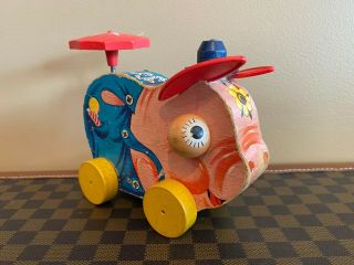 Vintage Fisher Price 695 Pinky Pig Pull Toy - Circa 1956