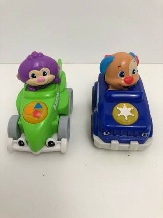 Fisher Price Mattel Laugh And Learn Smart Police Car & Green Car