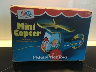 Vintage 1970 Fisher Price 448 Mini Copter Pull Toy Helicopter