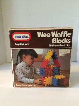 Vintage Little Tikes Wee Waffle Blocks 18 Piece 4” X 4”