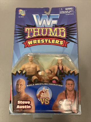 Wwf Jakks Thumb Wrestlers Stone Cold Steve Austin Owen Hart 1997 Moc Wwe