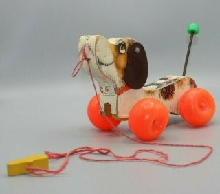 Vintage Fisher Price Little Snoopy Dog Wood Pull Toy 693