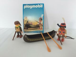 Playmobil Native American Indian Tracker And Trader With Canoe Set 3397