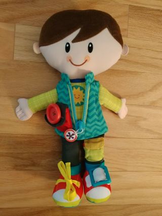 Playskool Dressy Kids Plush Boy Doll Learn To Dress Tie Button Zip Dapper Dan