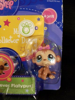 Littlest Pet Shop Pink Bow Baby Girl Monkey 1422 with collector diary 3