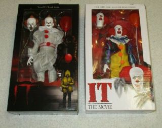 Neca It The Movie Action Figure Set Pennywise The Clown Retro Cloth 8 " X2