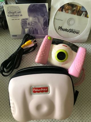 Pink Fisher Price Kid Tough Digital Camera With Case In Great Cond.