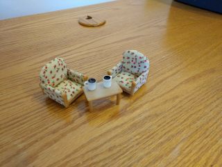 Sylvanian Families Calico Critters Red Living Room Chairs Table