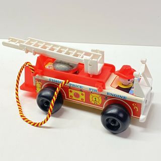 Vintage 1968 Fisher Price Little People Wood Fire Truck 720