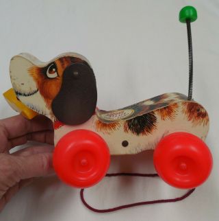 Vintage Fisher Price Little Snoopy W/ Shoe Pull Toy 1968 693 Great Shape