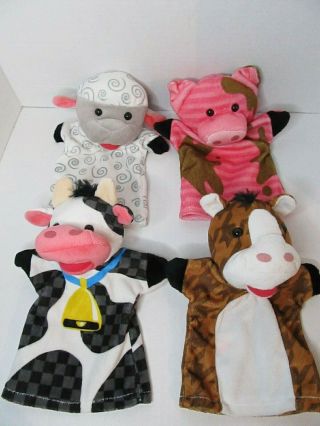 Melissa & Doug Farm Friends Hand Puppets Soft Cuddly Plush Cow Pig Sheep Horse