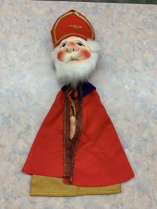 Vintage 1950’s Kersa Hand Puppet Bishop Cardinal Pope Made In Germany