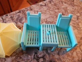 PLAYSKOOL Dollhouse LOUNGE CHAIRS for FRONT PORCH Outdoor Furniture Umbrella 2