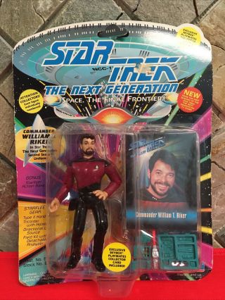 1993 Commander Riker Playmates Star Trek Tng Action Figure In Package