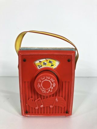 Fisher - Price Vintage Red Music Box Pocket Radio Plays Do Re Mi Strap 1964 Patent
