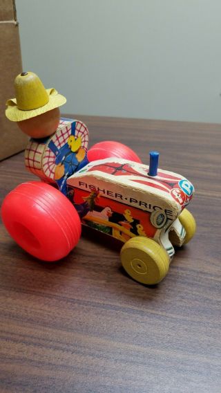 Vintage FISHER PRICE PULL TOY FARMER AND TRACTOR 1961 No.  629 2