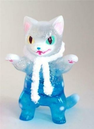 Konatsuya Blue Negora Holiday Snowflake Scarf Sofubi Vinyl Figure Konatsu Cat
