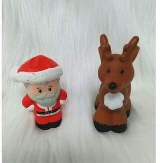 Fisher Price Little People Santa Claus & Reindeer Set Of 2 Toddler Toys