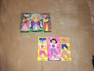 Set Of Two Melissa And Doug Peg Puzzles Paper Doll Puzzles & Princess Puzzle