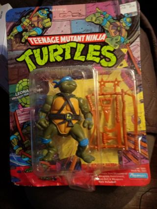 1988 10 - Back Teenage Mutant Ninja Turtles Tmnt Leonardo Figure Moc Playmates
