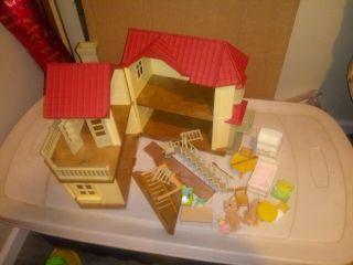 Calico Critters Red Roof Country House With Furniture & Accessories