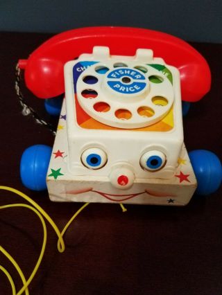 Vintage Fisher Price Chatter Phone Pull Retro Toy Telephone