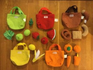 Kids’ Fabric 5 - Colors Food Play Set (5 Bags,  17 Foods)