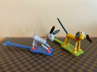 Vintage Fisher Price Pop - Up Kritters - Pluto And Donkey - Circa 1930 