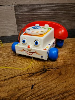 Vintage 1985 Fisher Price Chatter Phone Rotary Telephone Pull Toy Awesome