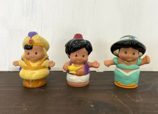 (3) Fisher Price Little People Disney Prince Aladdin & Princess Jasmine Figures
