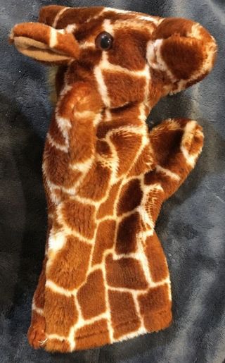 Giraffe Hand Puppet Jungle Friends 11” Hanimals Plush Brown Safari