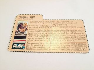 1983 Ace V.  1 File Card Peach Filecard Bio G.  I.  Joe