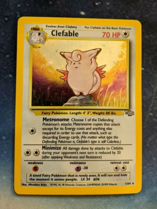 Pokemon Clefable 1/64 Rare Base Jungle Set Holo Card - Lp 1999