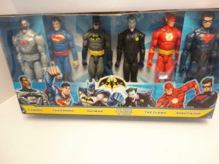 Dc Justice League 12 " Figure 6 Pck Batman Superman Flash Joker Cyborg Nightwing