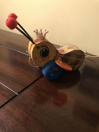 Vintage Fisher Price Queen Buzzy Bee Pull Toy