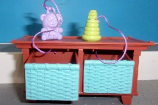 Fisher Price Loving Family Dollhouse Baby Nursery Toy Chest Basket W/ Toys