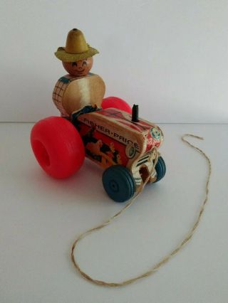 Fisher Price 1961 Vintage Farmer And Tractor Pull Toy
