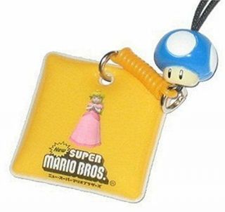 Nintendo Mario Bros.  Blue Mushroom Princess Peach Charm Keychain