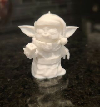 The Mandalorian Christmas Baby Yoda 3d Printed Figure White