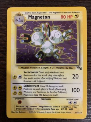 Magneton Holographic Pokemon 11/62 - Rare Base Set Fossil 1999