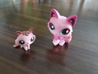 Littlest Pet Shop Wolf Fox Pink 2664 & Baby Wolf Pup Pink 2665