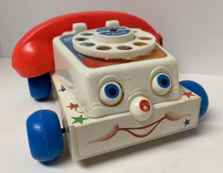 Vintage Fisher Price Chatter Phone Pull Retro Toy Telephone 747