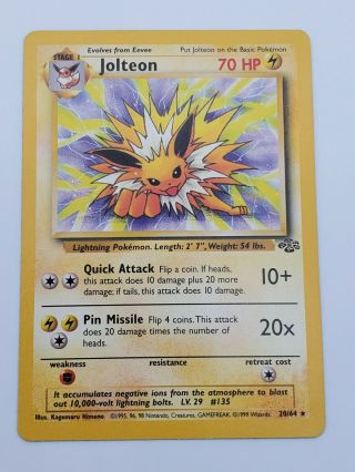 Jungle Unlimited Jolteon 20 (non - Holo).  Exc - Nm ⚡ Wotc 1999 Pokemon Card.